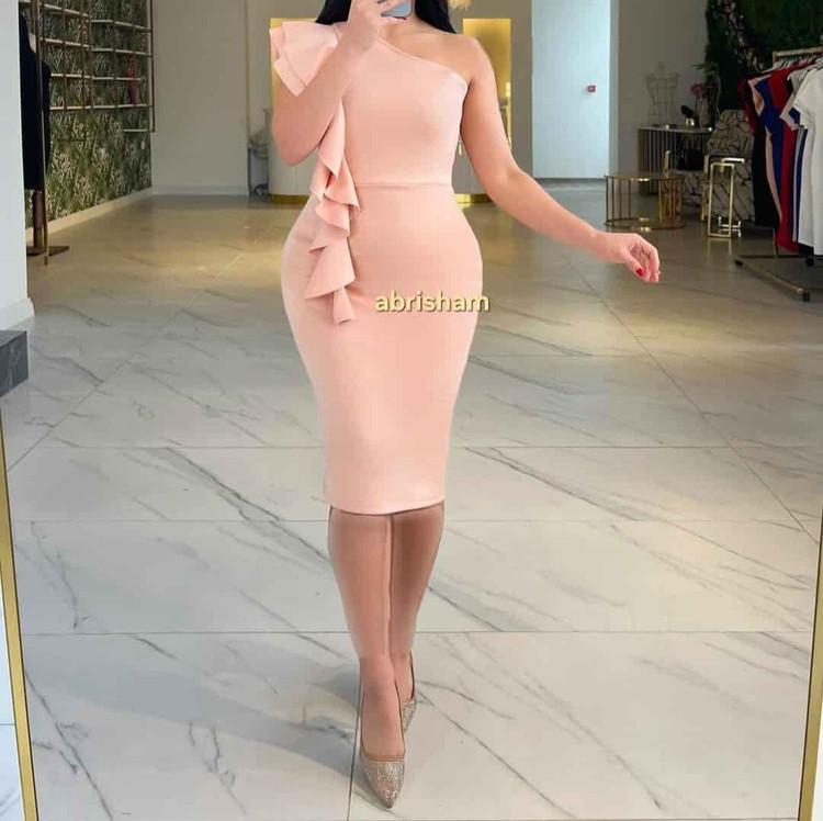 مدل لباس شب مینی کرپ گلبهی