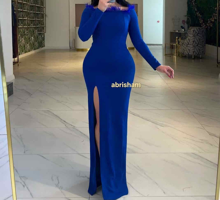 لباس مجلسی پوشیده آبی کاربنی