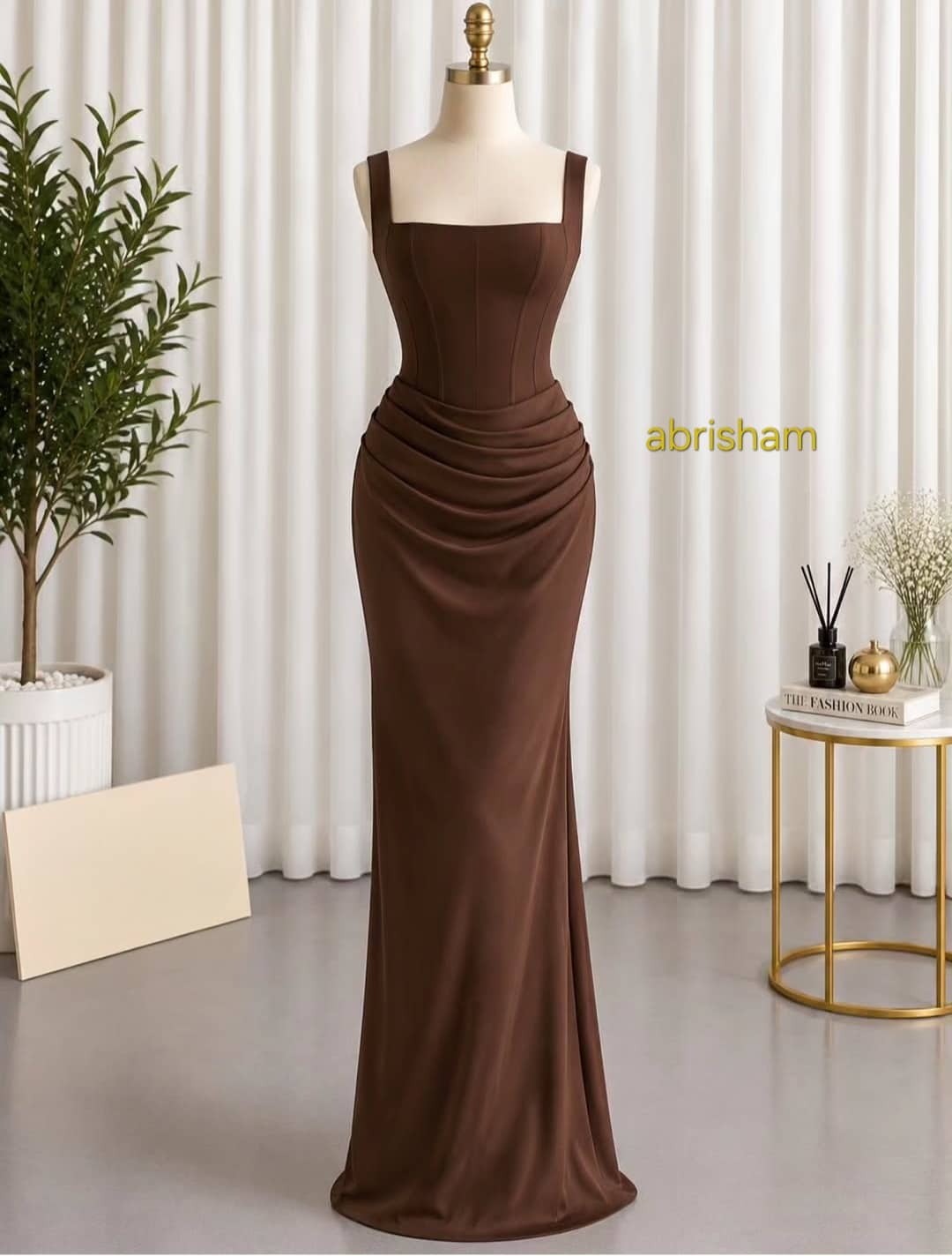 لباس شب قهوه ای بلند دخترانه